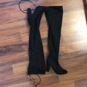 Over the knee black suede boots